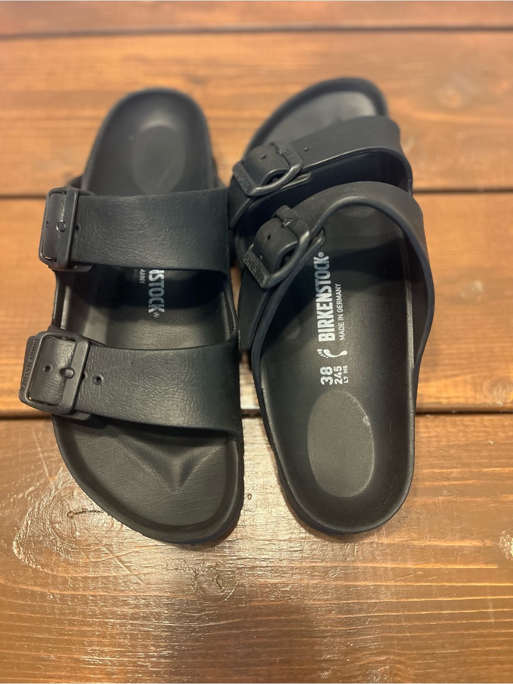 Birkenstock Black Two-Strap EVA Slide Sandals size 38 - Picture 3 of 6